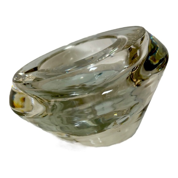 Vintage individual crystal ashtray, cut so that it sits on one side, mid-century - Picture 3 of 4